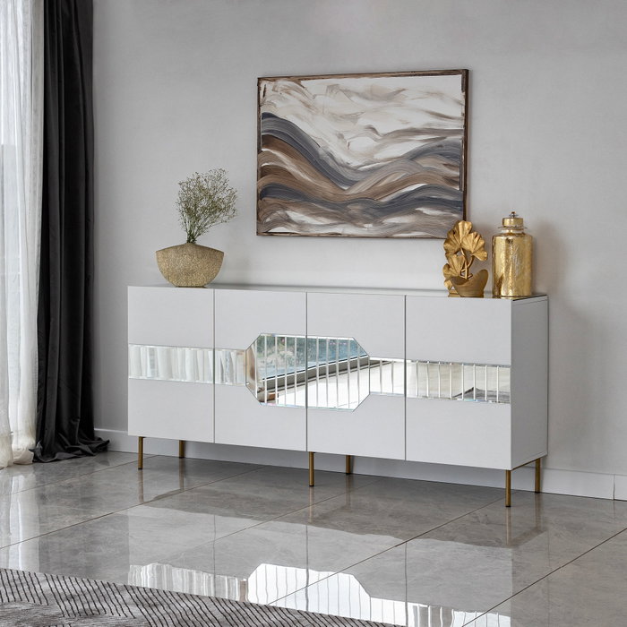 Hanah Home Consola Milan Blanca y Dorada